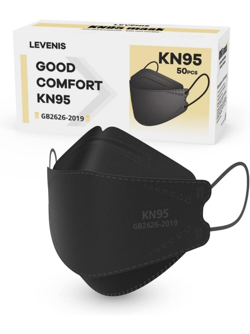50 Pack KN95 Face Masks - Breathable, Comfortable, Disposable, Black Protection